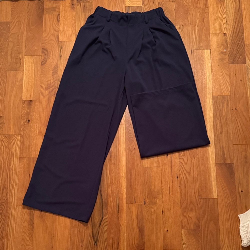 Navy Wide-Leg Pants